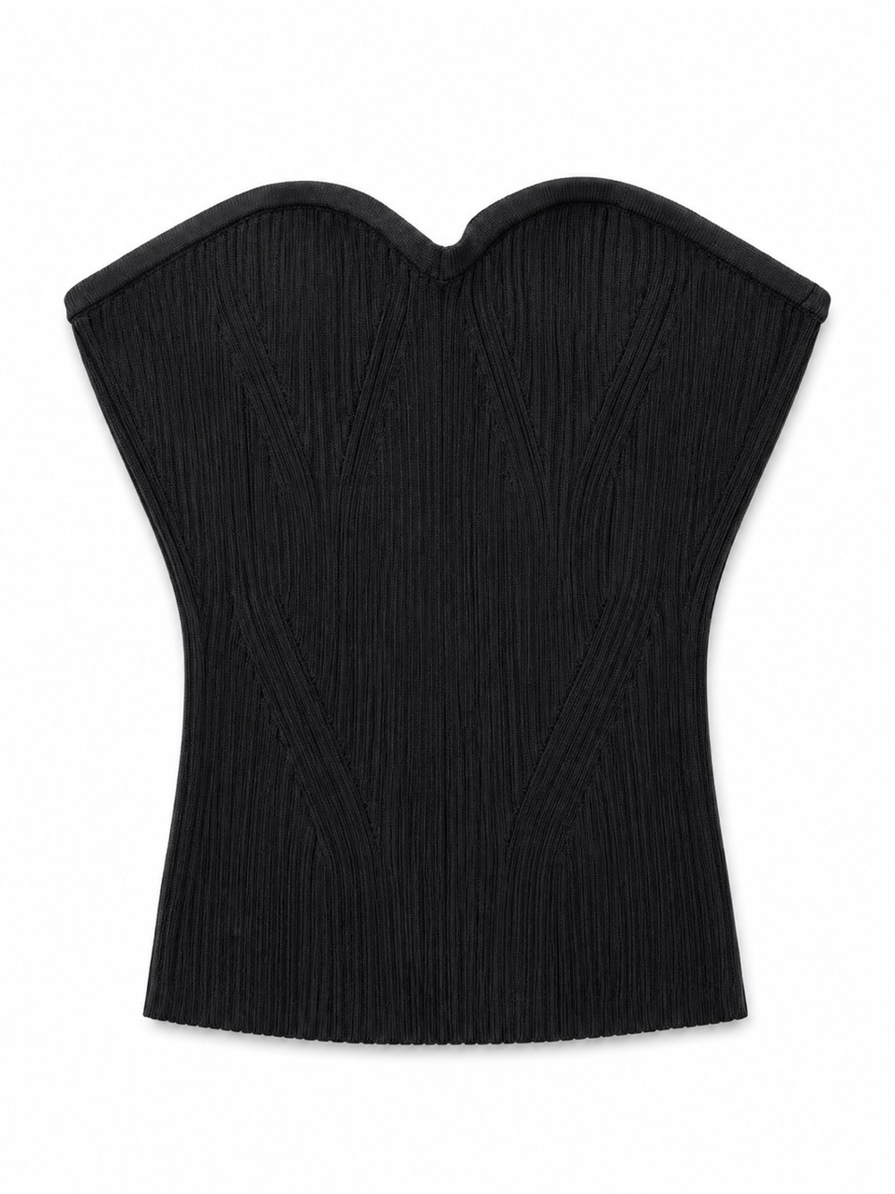 L’Academie Black Ribbed Knit Strapless Corset Top – Size S